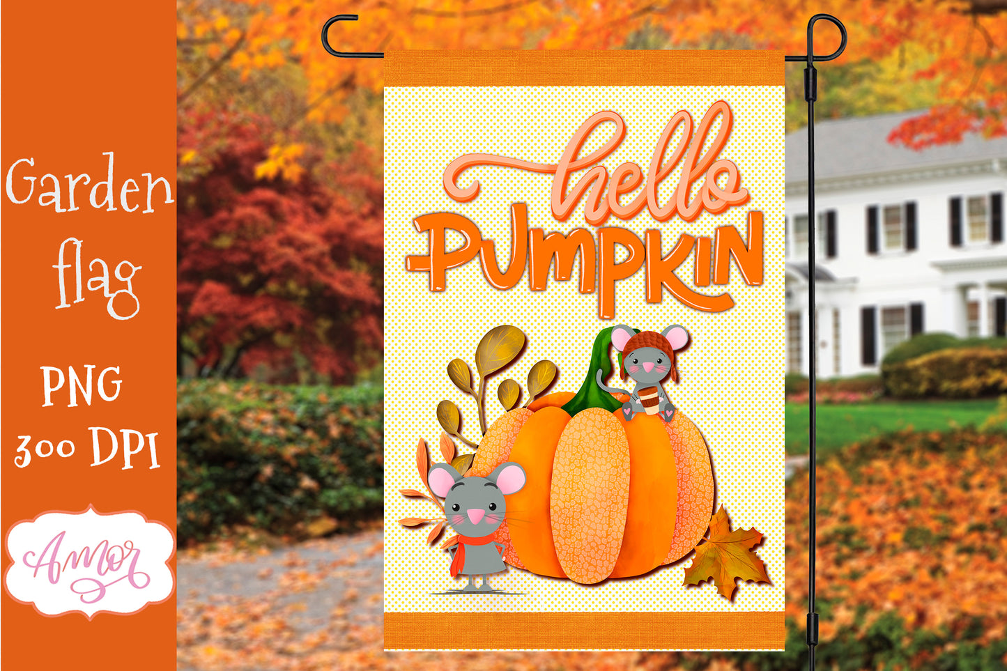 Welcome Fall garden flag sublimation BUNDLE, 6 Fall PNG
