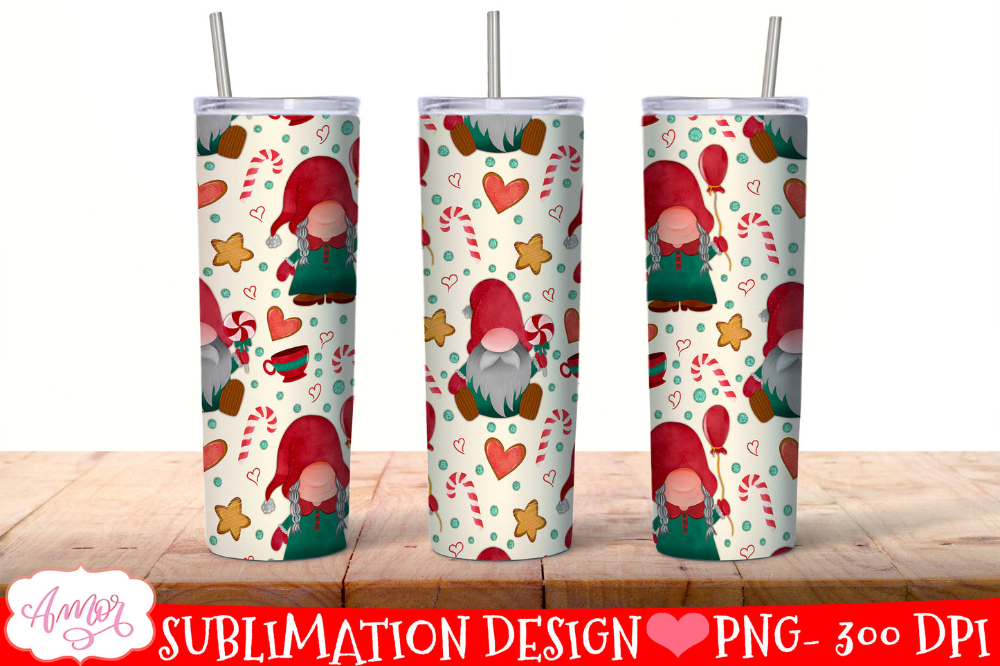BUNDLE Christmas tumbler wrap for sublimation, 12 PNG