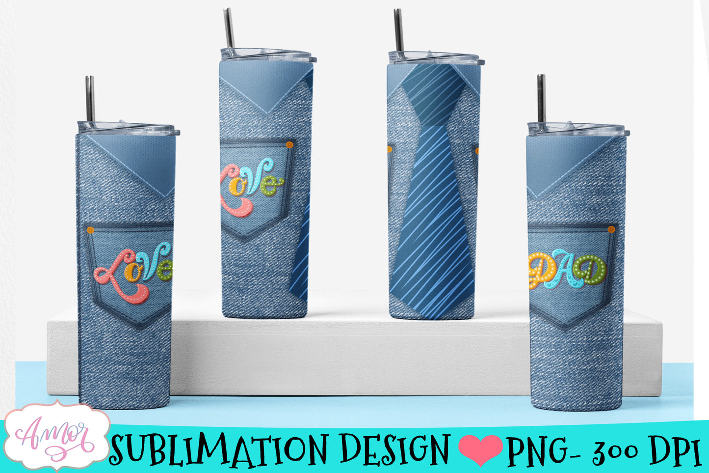 Love Dad Tumbler wrap for sublimation