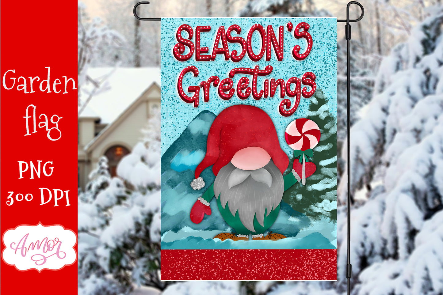 Christmas garden flag sublimation BUNDLE, 6 Holidays PNG