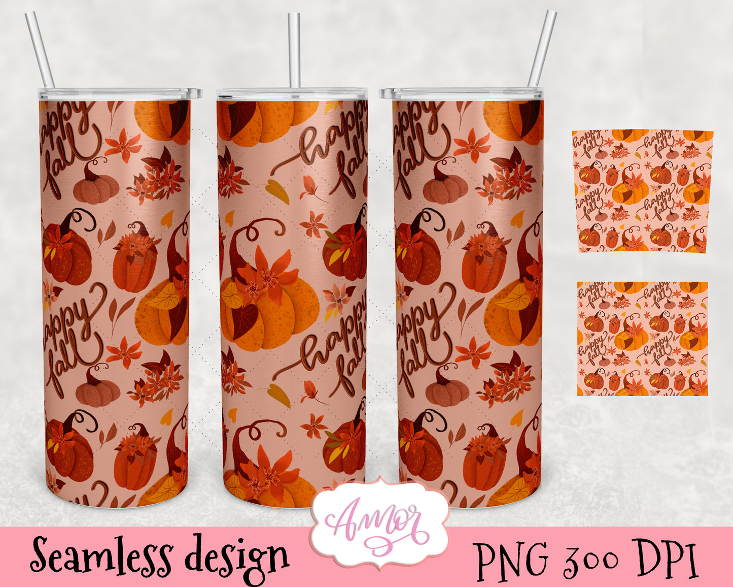 Bundle of 6 Fall tumbler wrap designs for sublimation
