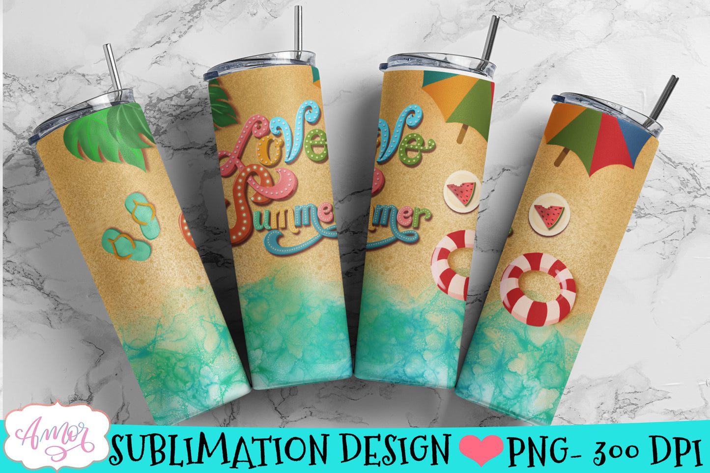 Love Summer tumbler PNG for sublimation