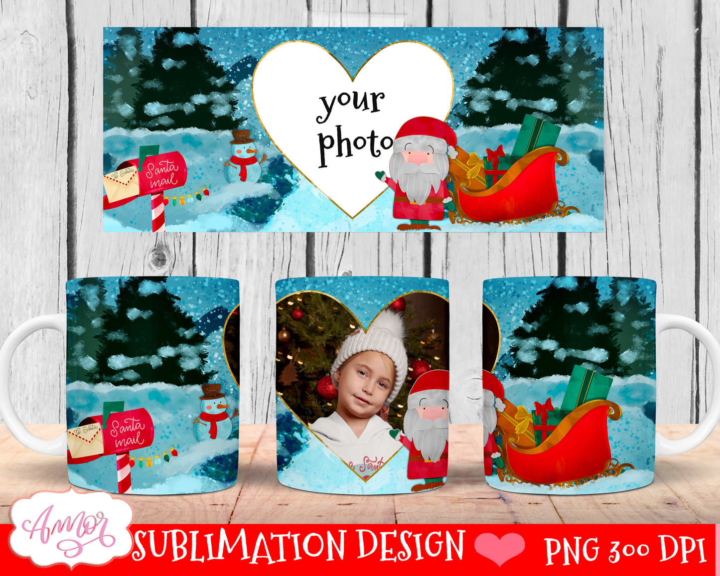 BUNDLE Christmas photo mug wrap templates for 11oz and 15oz