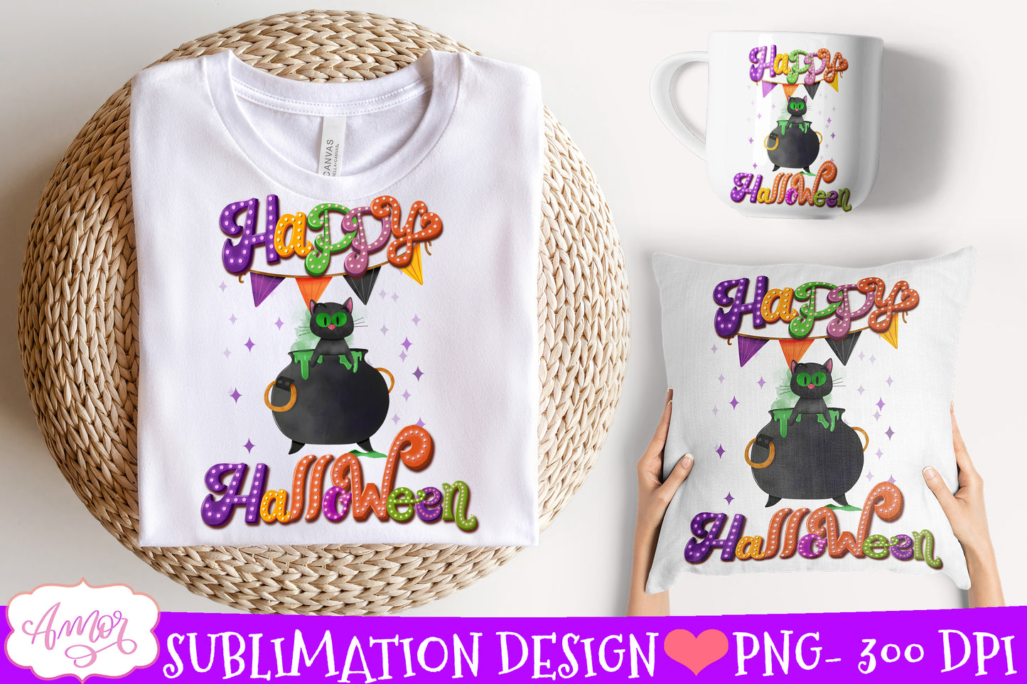 Happy Halloween Sublimation PNG | Cute Halloween cat design