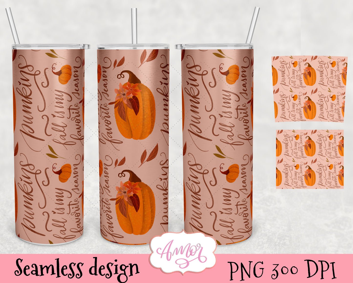 Bundle of 6 Fall tumbler wrap designs for sublimation