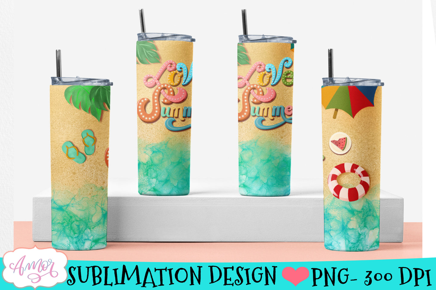Love Summer tumbler PNG for sublimation