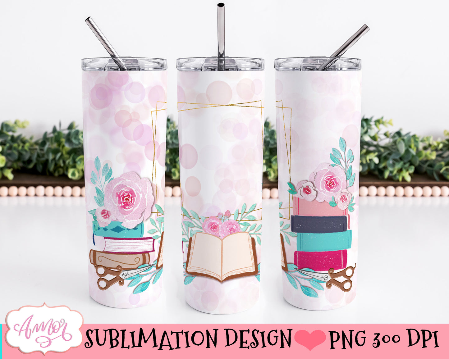 Book lover tumbler wrap for sublimation Book tumbler PNG