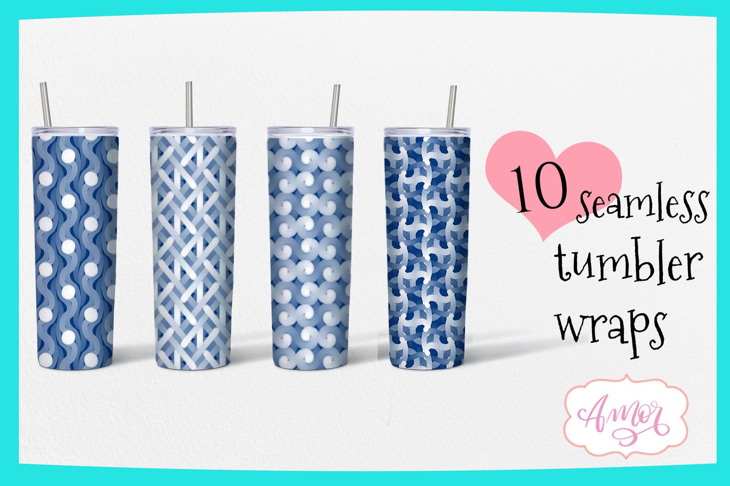 Seamless tumbler wrap PNG for Sublimation BUNDLE