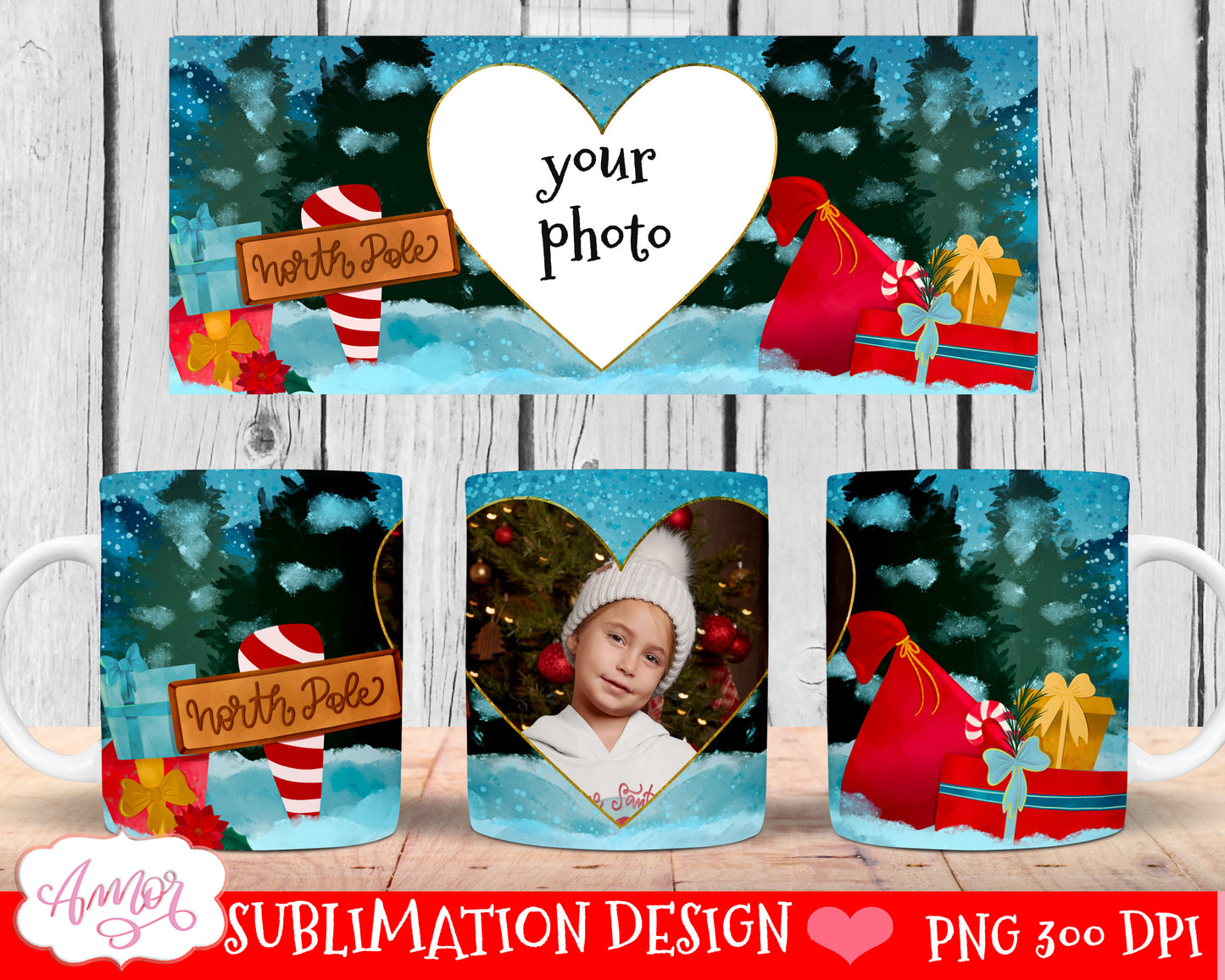 BUNDLE Christmas photo mug wrap templates for 11oz and 15oz