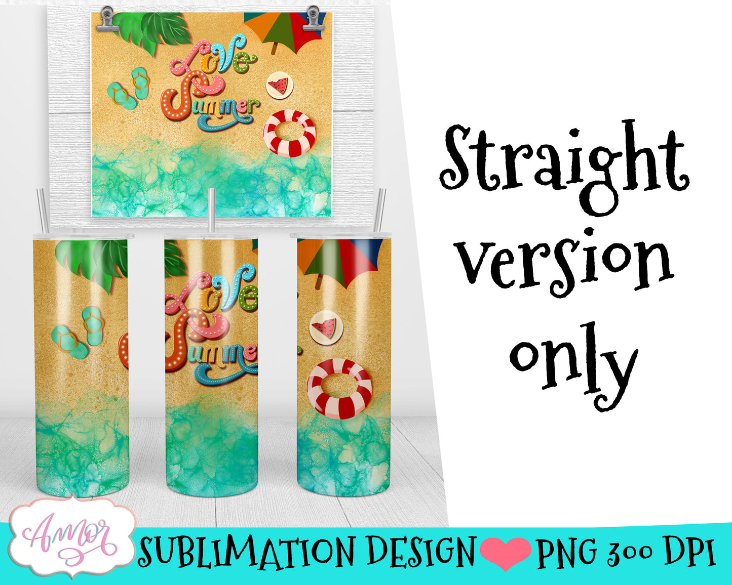 Love Summer tumbler PNG for sublimation