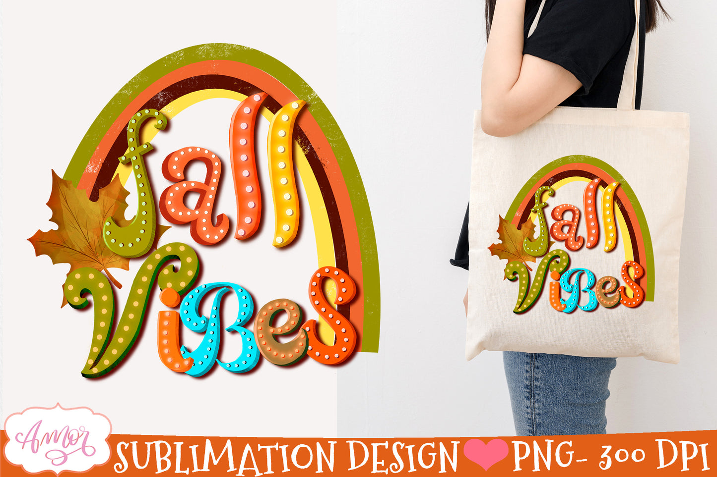 Fall Vibes PNG for Sublimation |Fall rainbow PNG