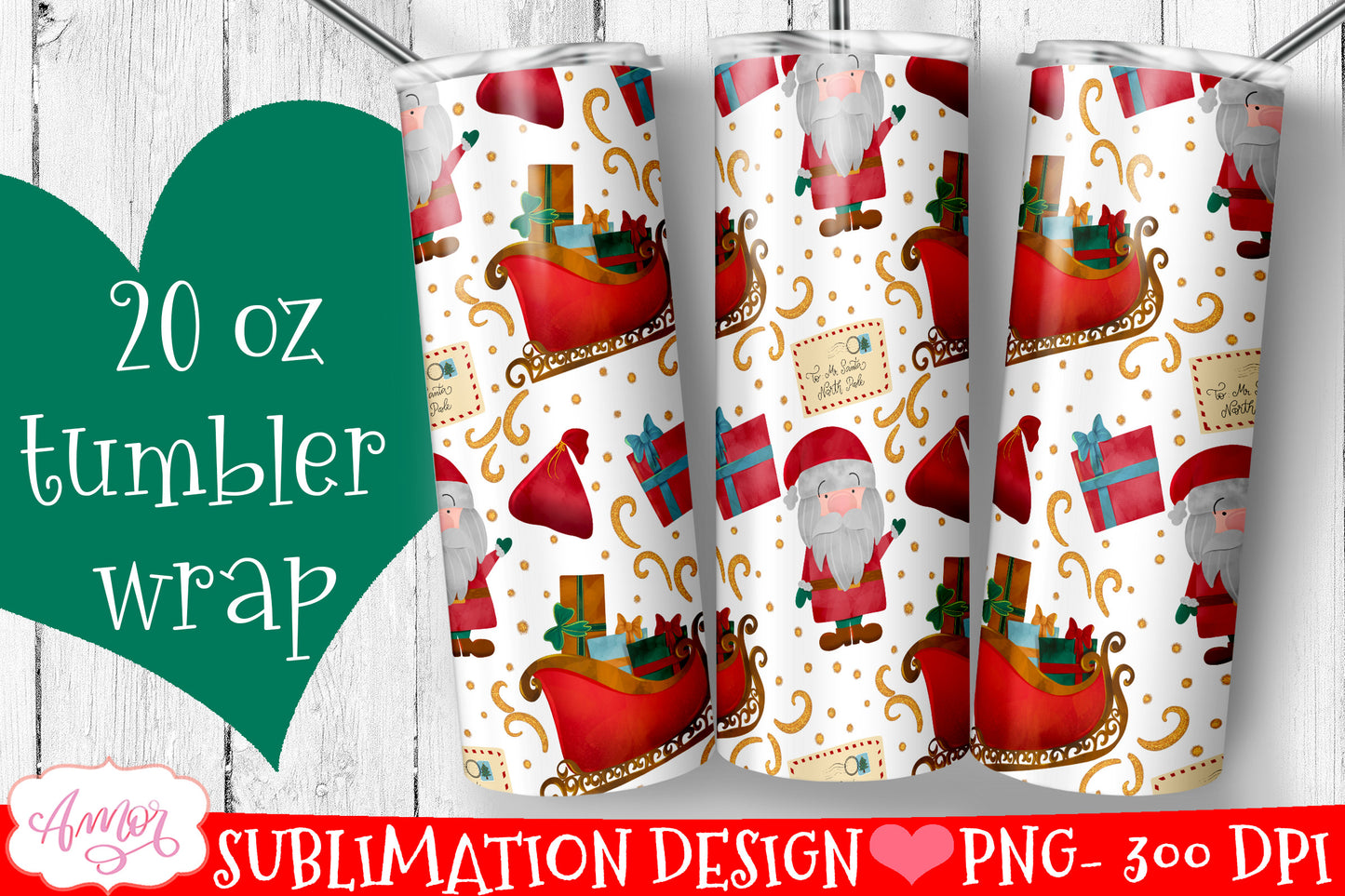 BUNDLE Christmas tumbler wrap for sublimation, 12 PNG