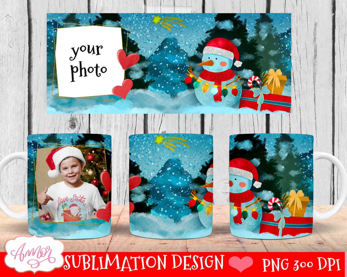 BUNDLE Christmas photo mug wrap templates for 11oz and 15oz