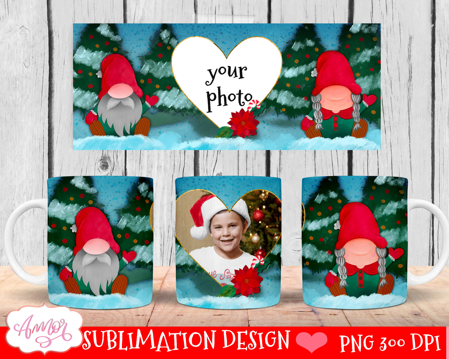 BUNDLE Christmas photo mug wrap templates for 11oz and 15oz
