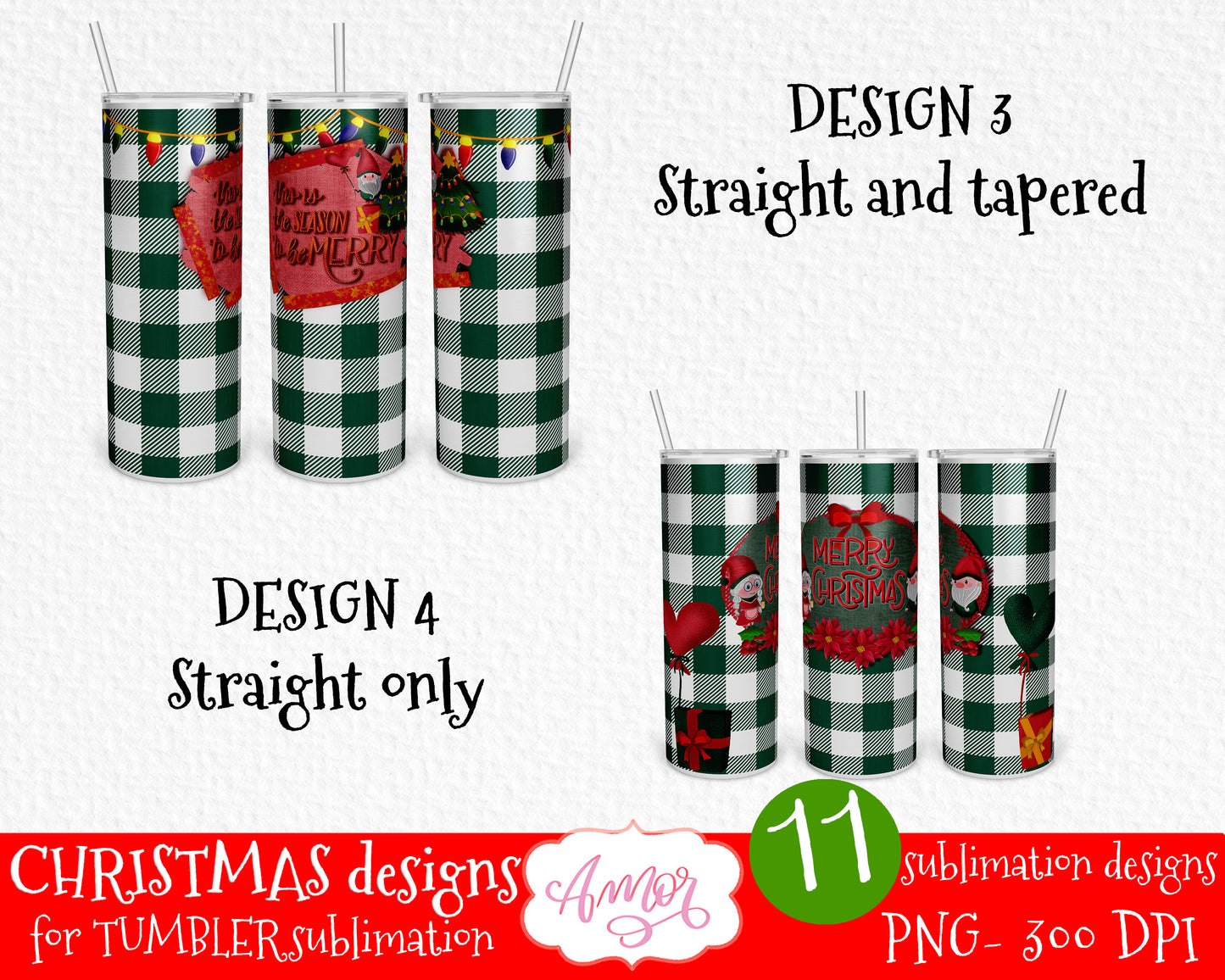 20oz Tumbler Sublimation Christmas Bundle