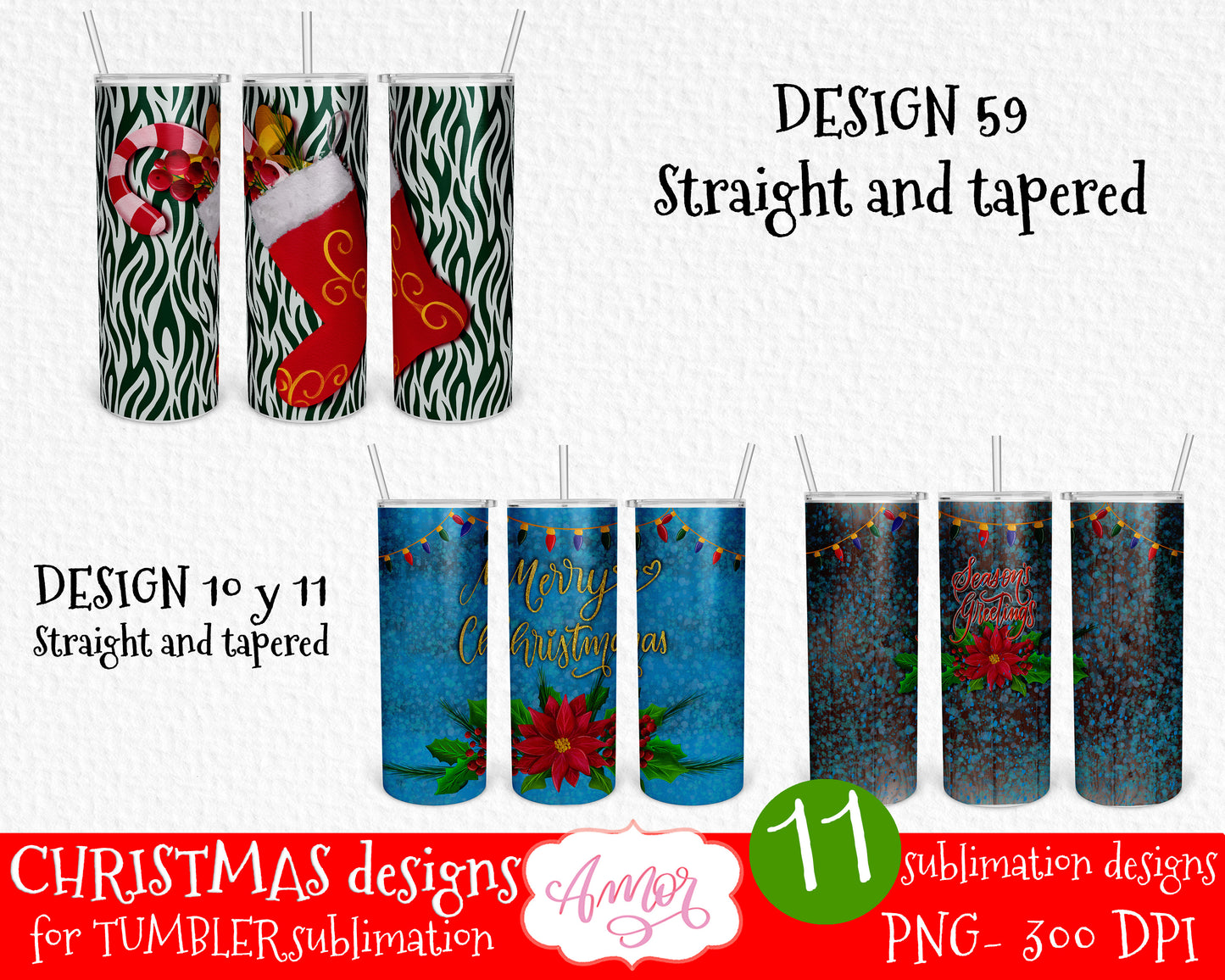 20oz Tumbler Sublimation Christmas Bundle