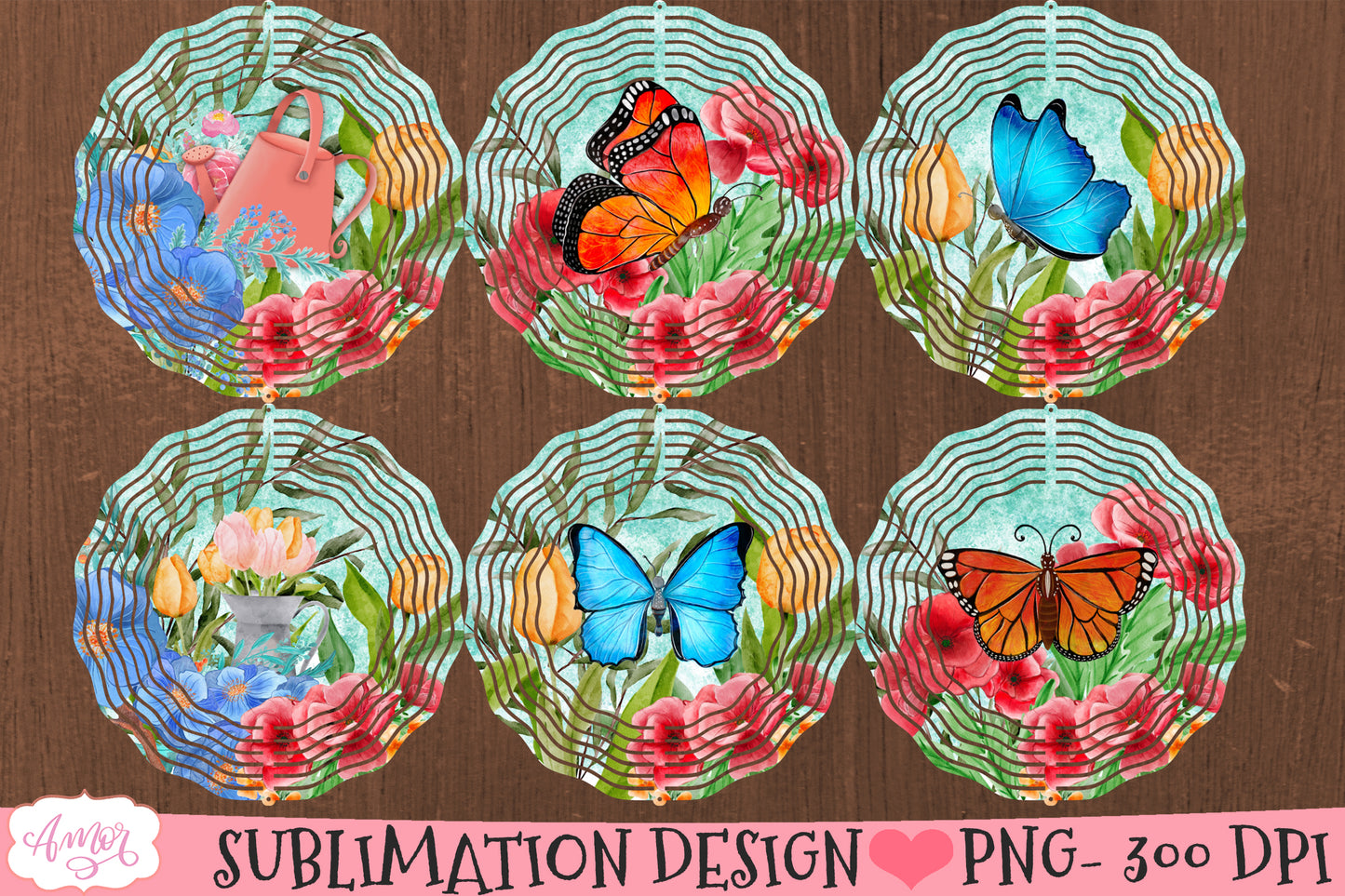 Butterflies and flowers wind spinner designs BUNDLE
