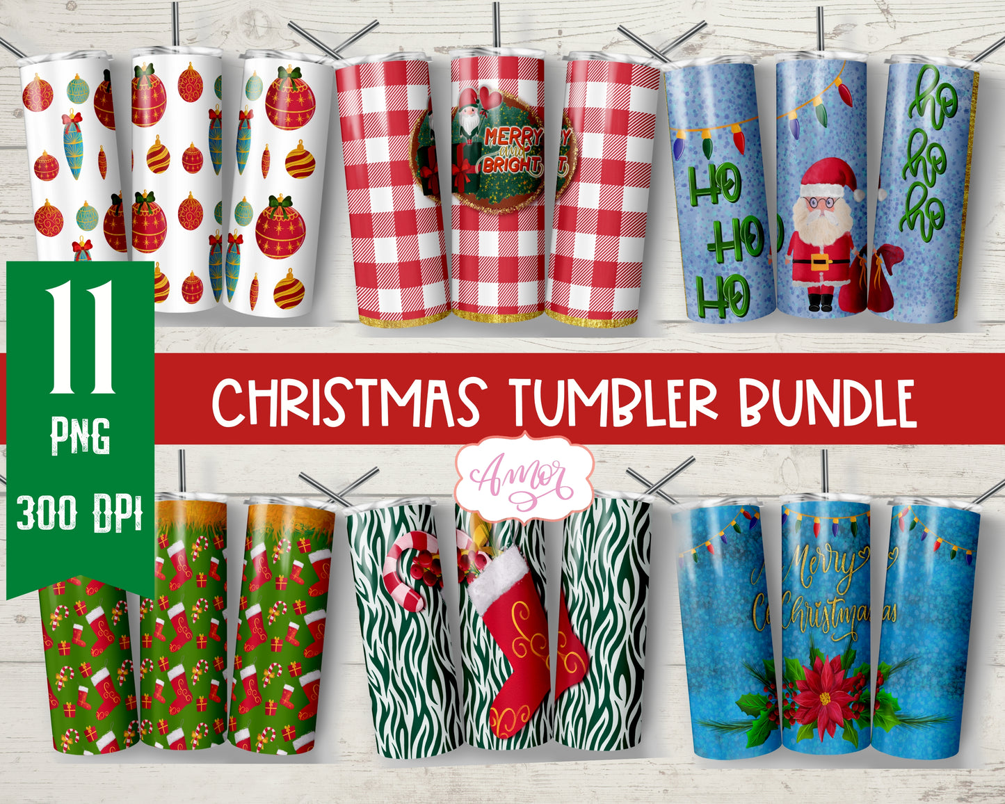 20oz Tumbler Sublimation Christmas Bundle