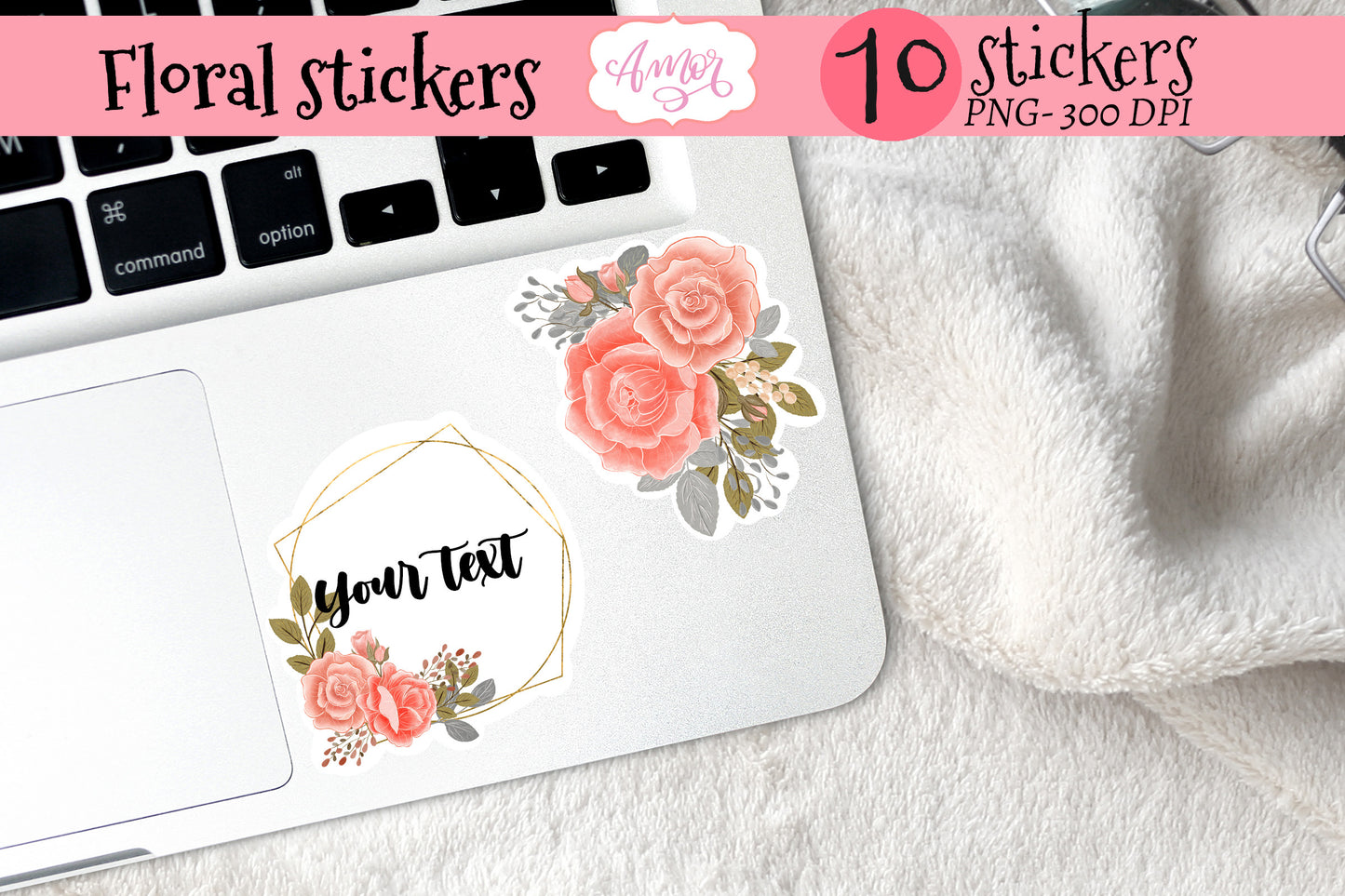 Floral printable stickers for print & cut