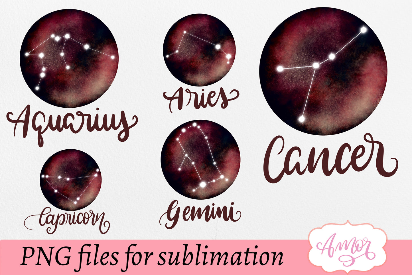 BUNDLE Zodiac signs sublimation design