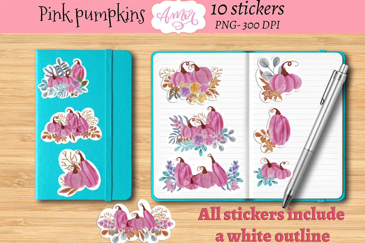 Pink Pumpkin Stickers for print then cut