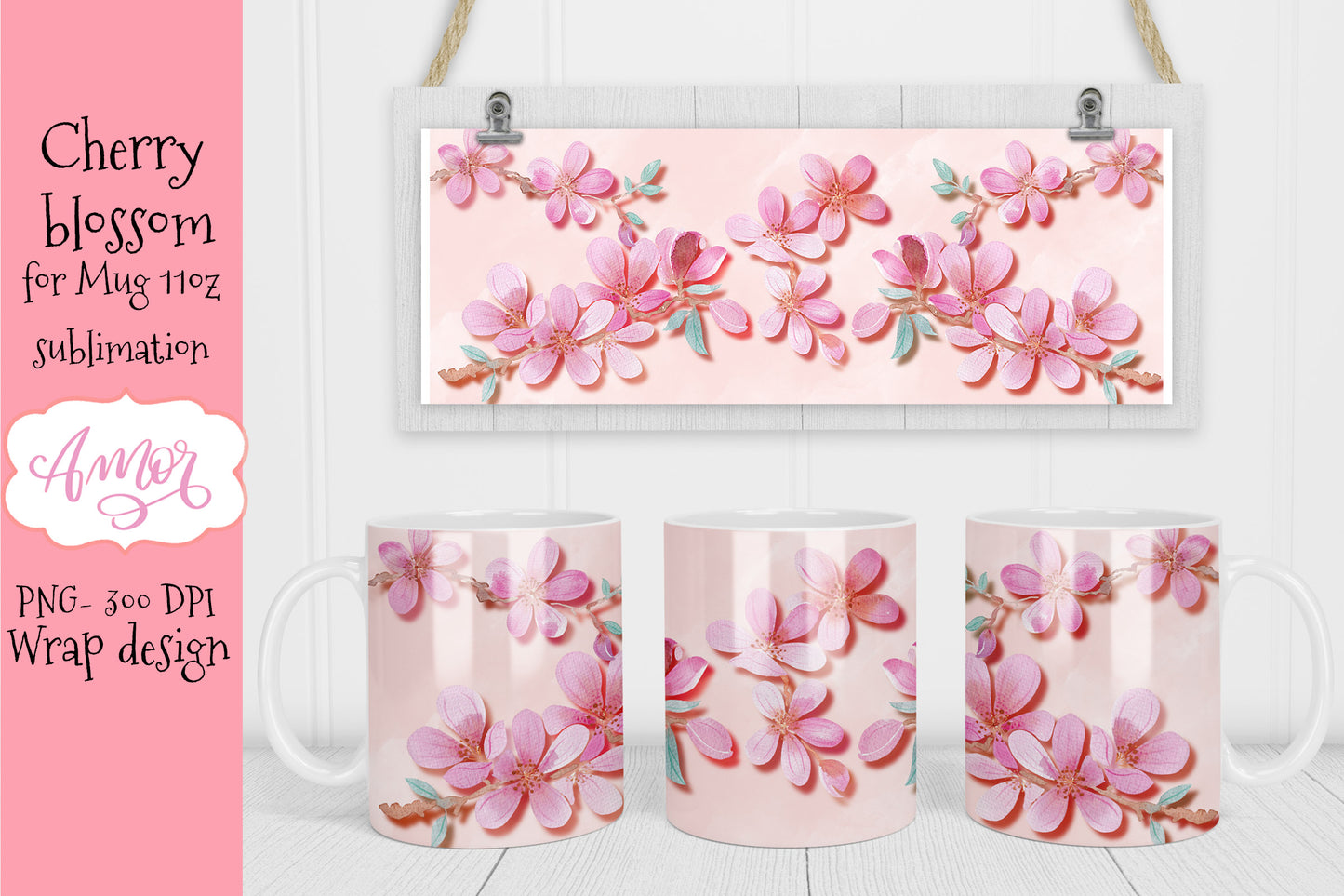 BUNDLE floral 11oz and 15oz Mug Sublimation Designs