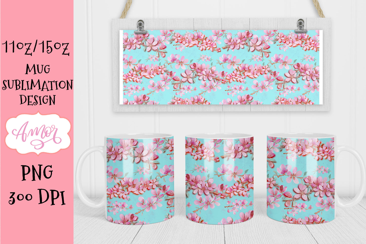 BUNDLE floral 11oz and 15oz Mug Sublimation Designs