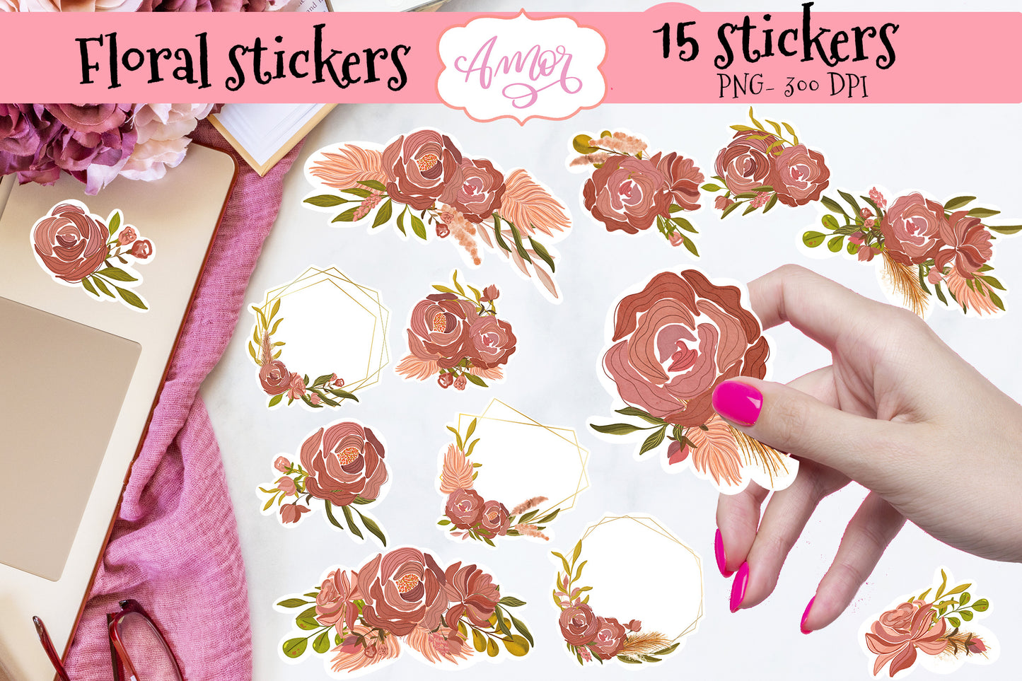 Boho Floral Printable stickers