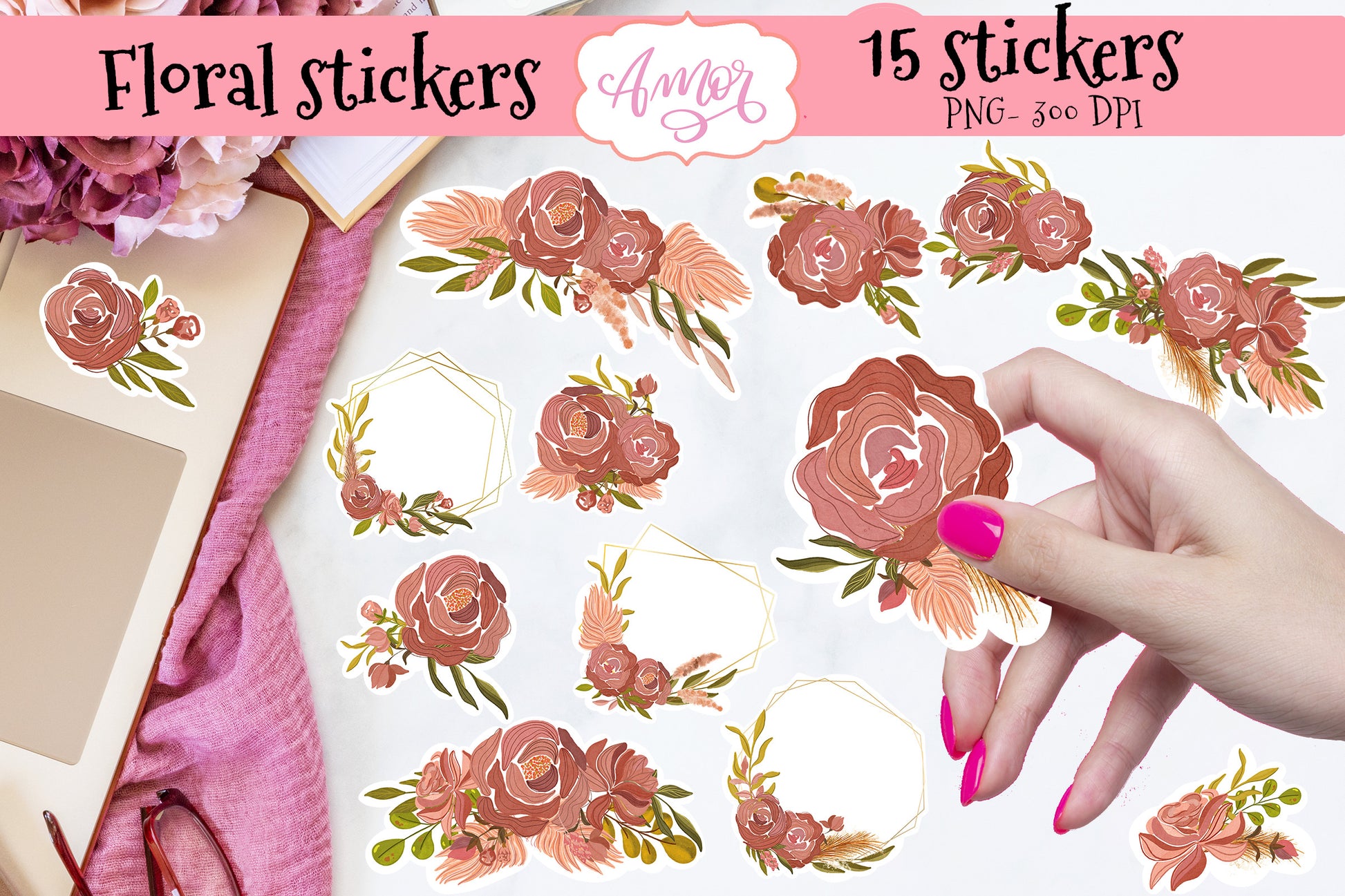 Boho Floral Printable stickers