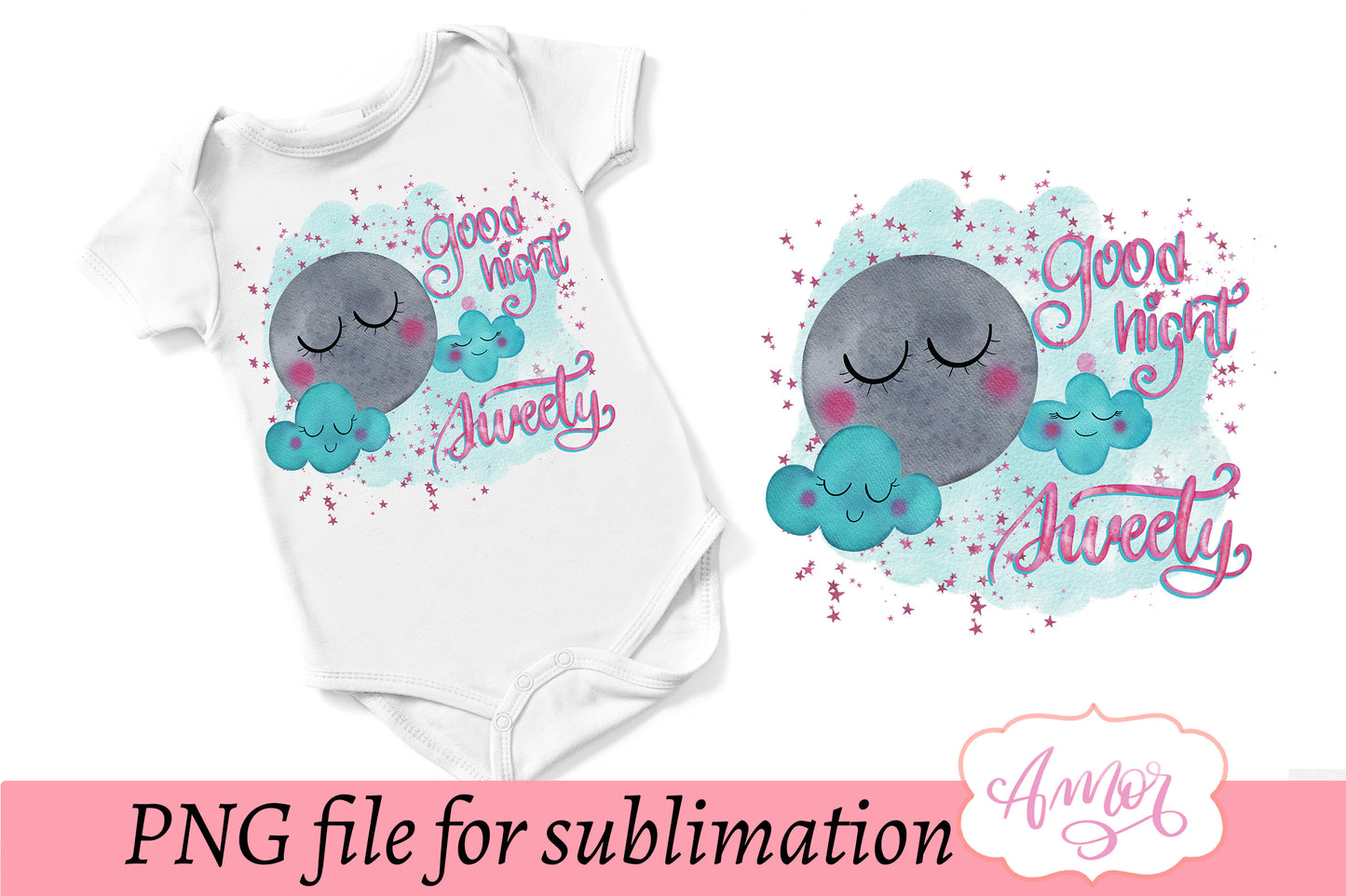 Good Night sublimation design for bodysuits