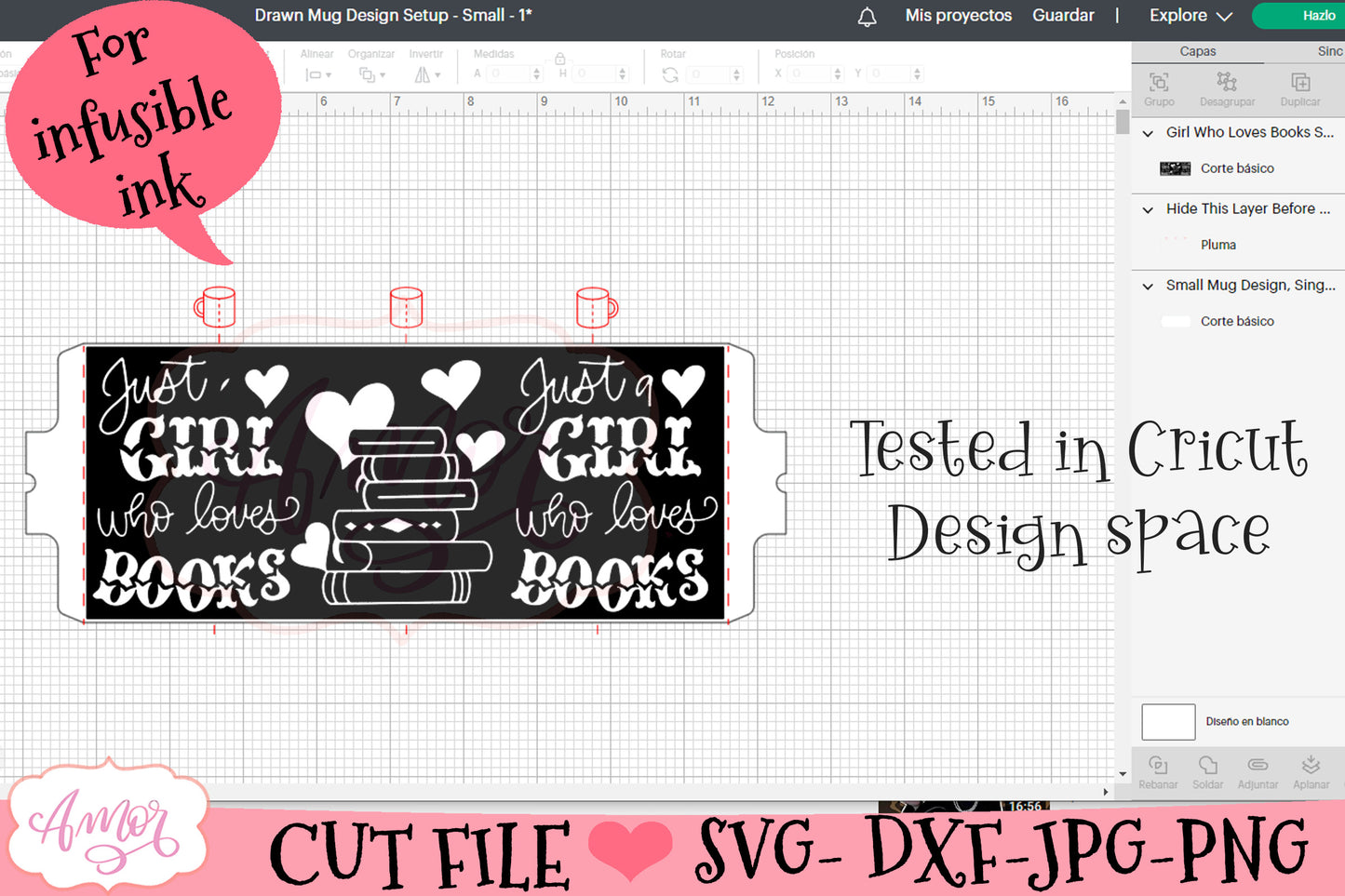 Book lover Mug Wrap SVG for Cricut infusible ink