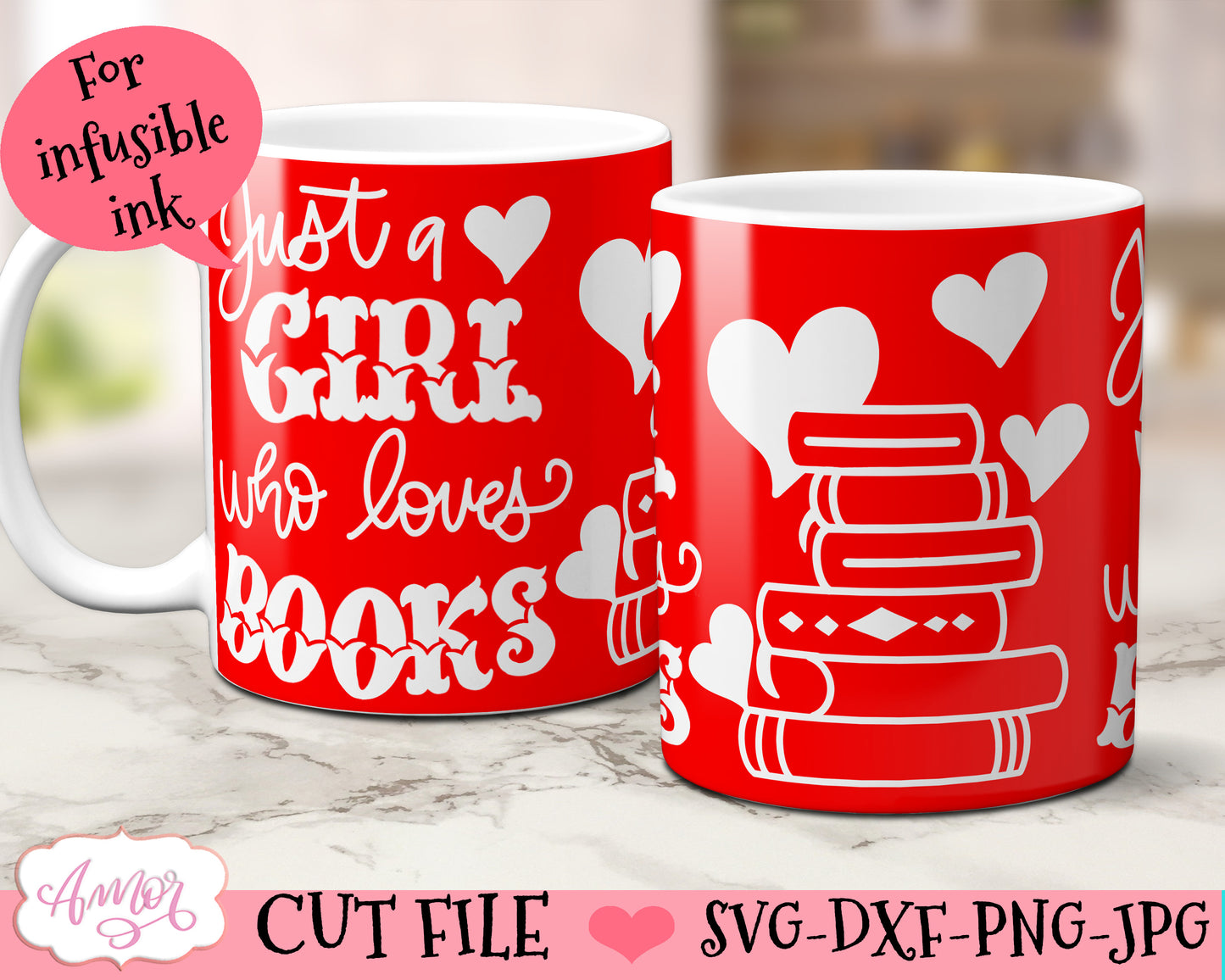 Book lover Mug Wrap SVG for Cricut infusible ink
