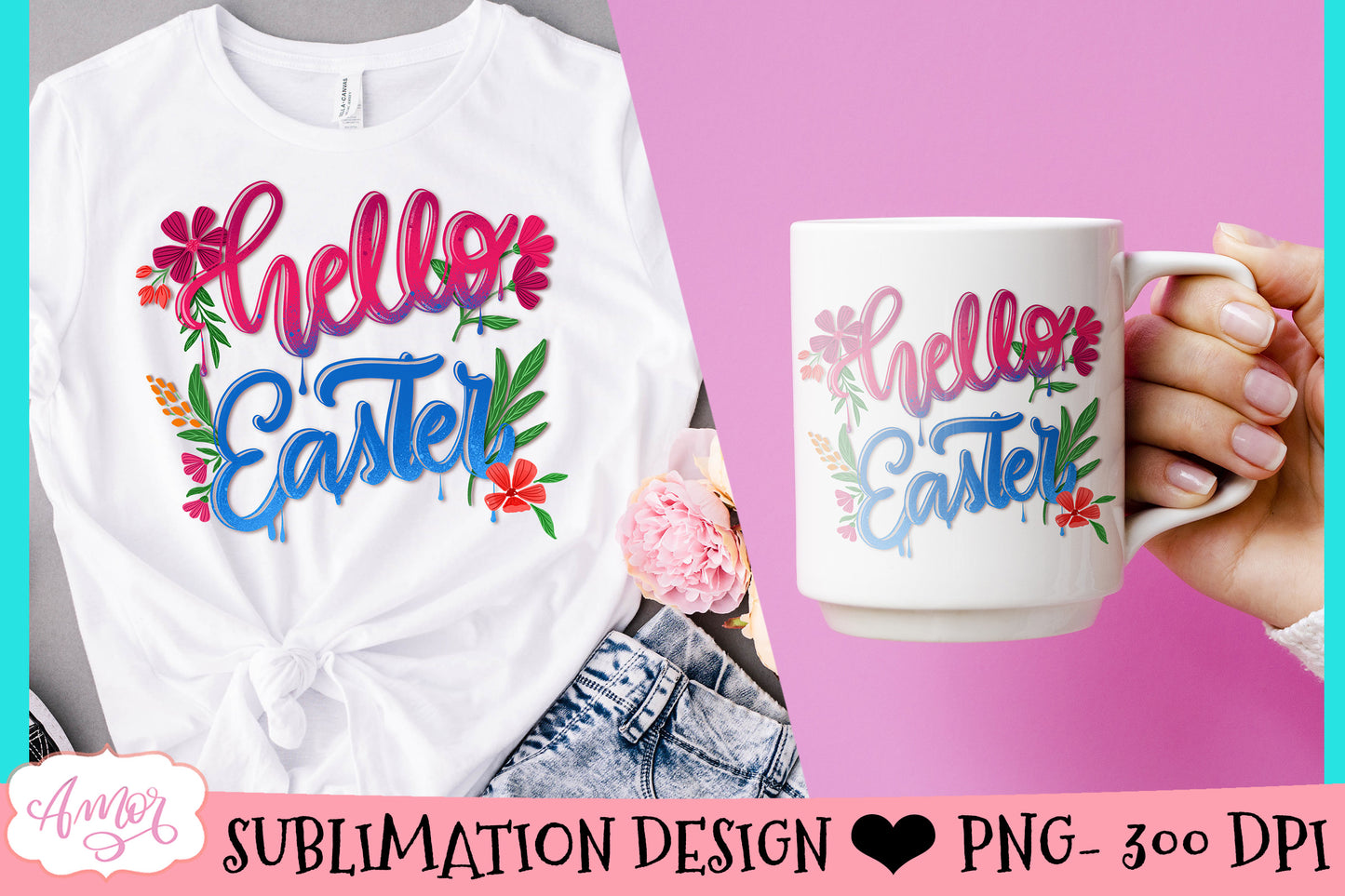 Hello Easter Sublimation Design