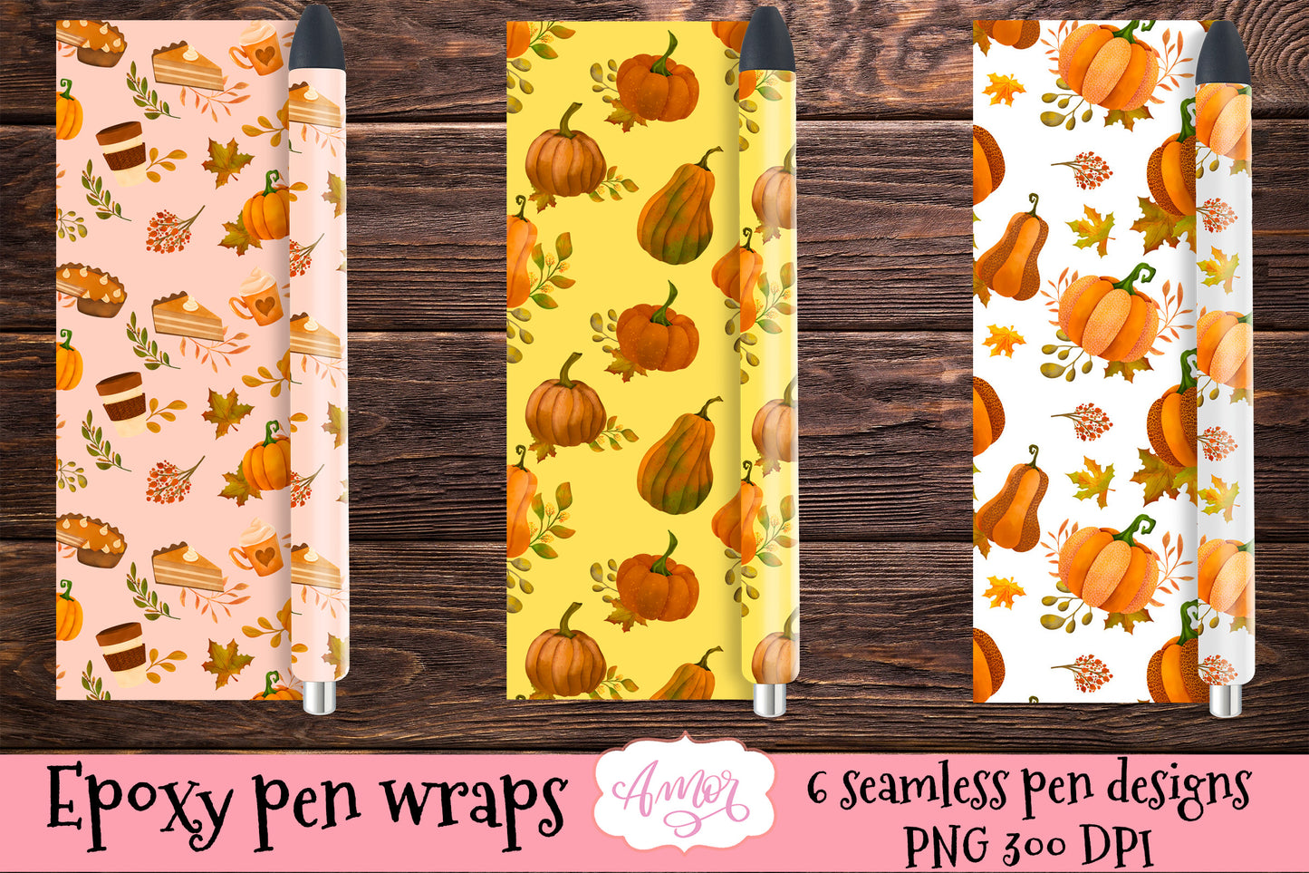 Pumpkin pen wraps Fall epoxy pen wrap 6 PNG designs