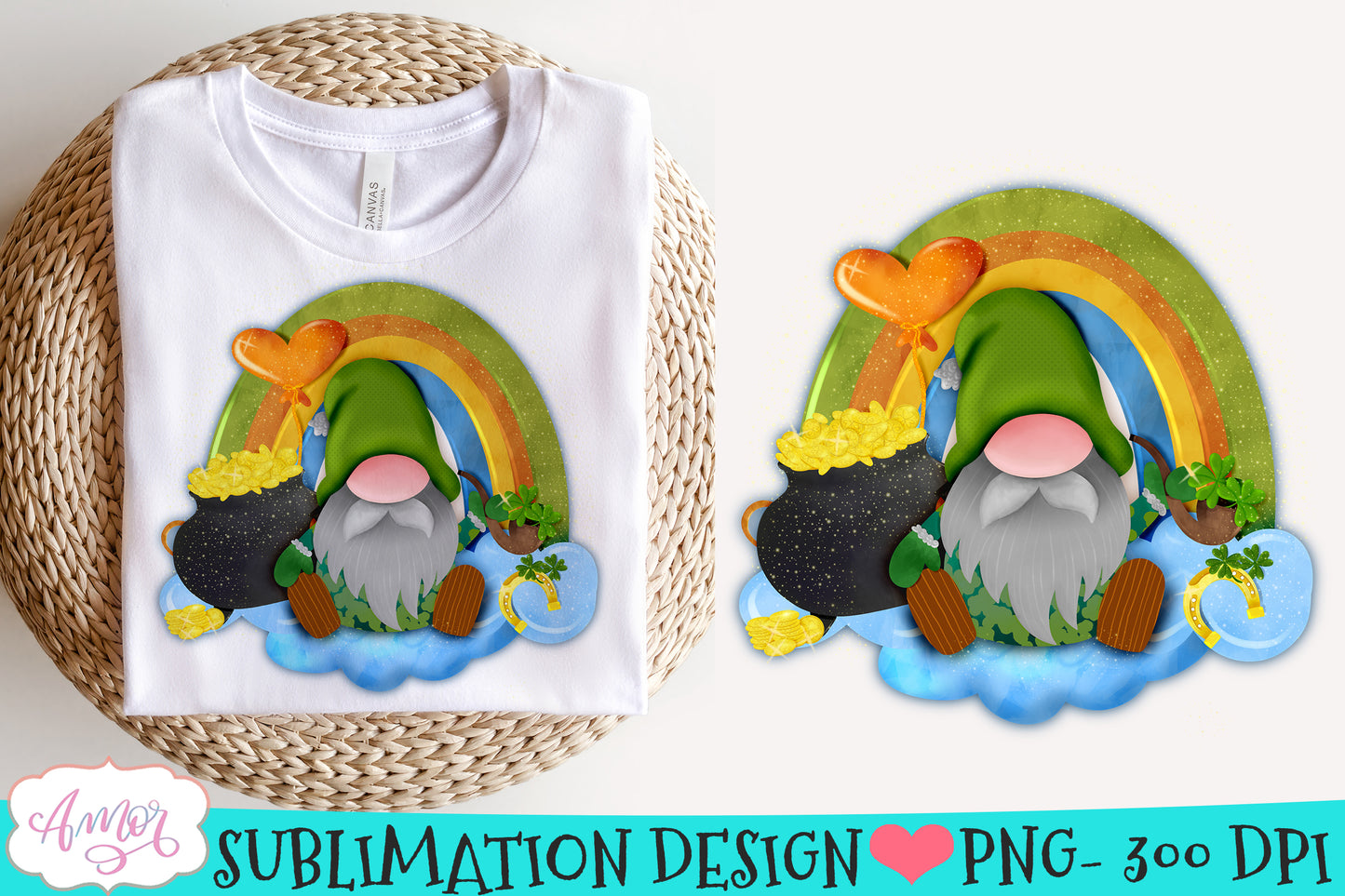 St. Patrick's Day gnome design for Sublimation