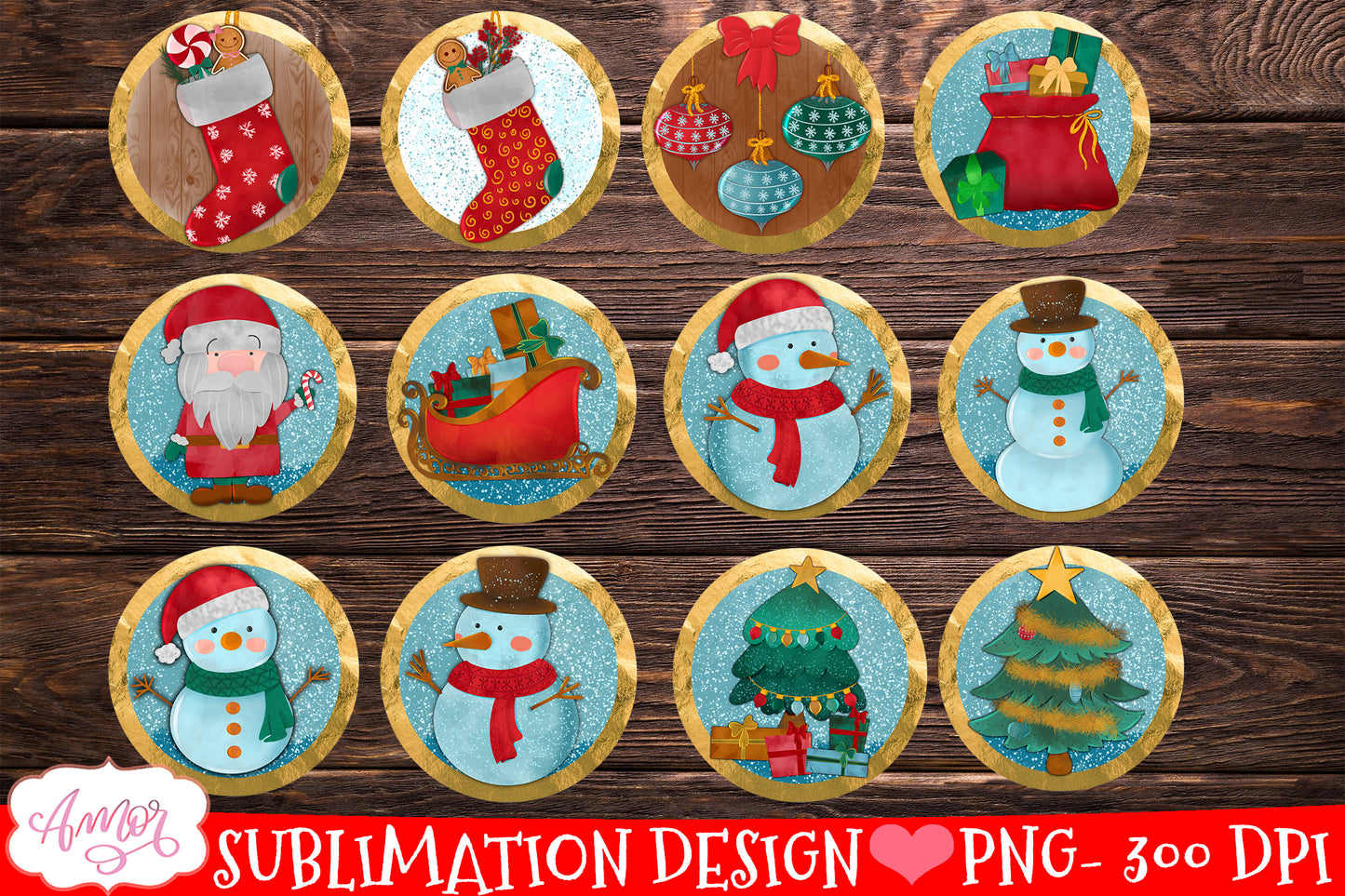 Big bundle round ornament sublimation designs