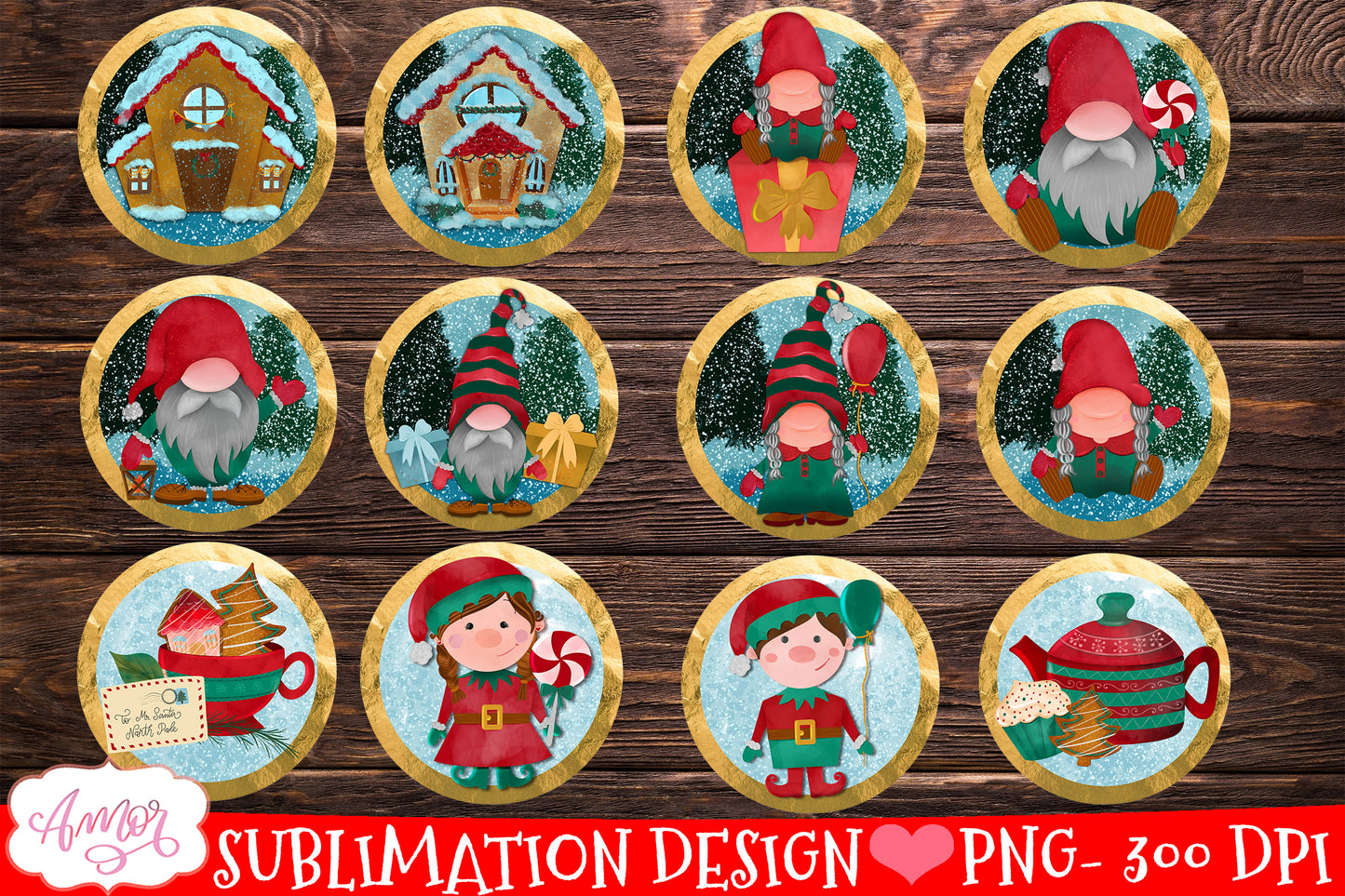 Big bundle round ornament sublimation designs