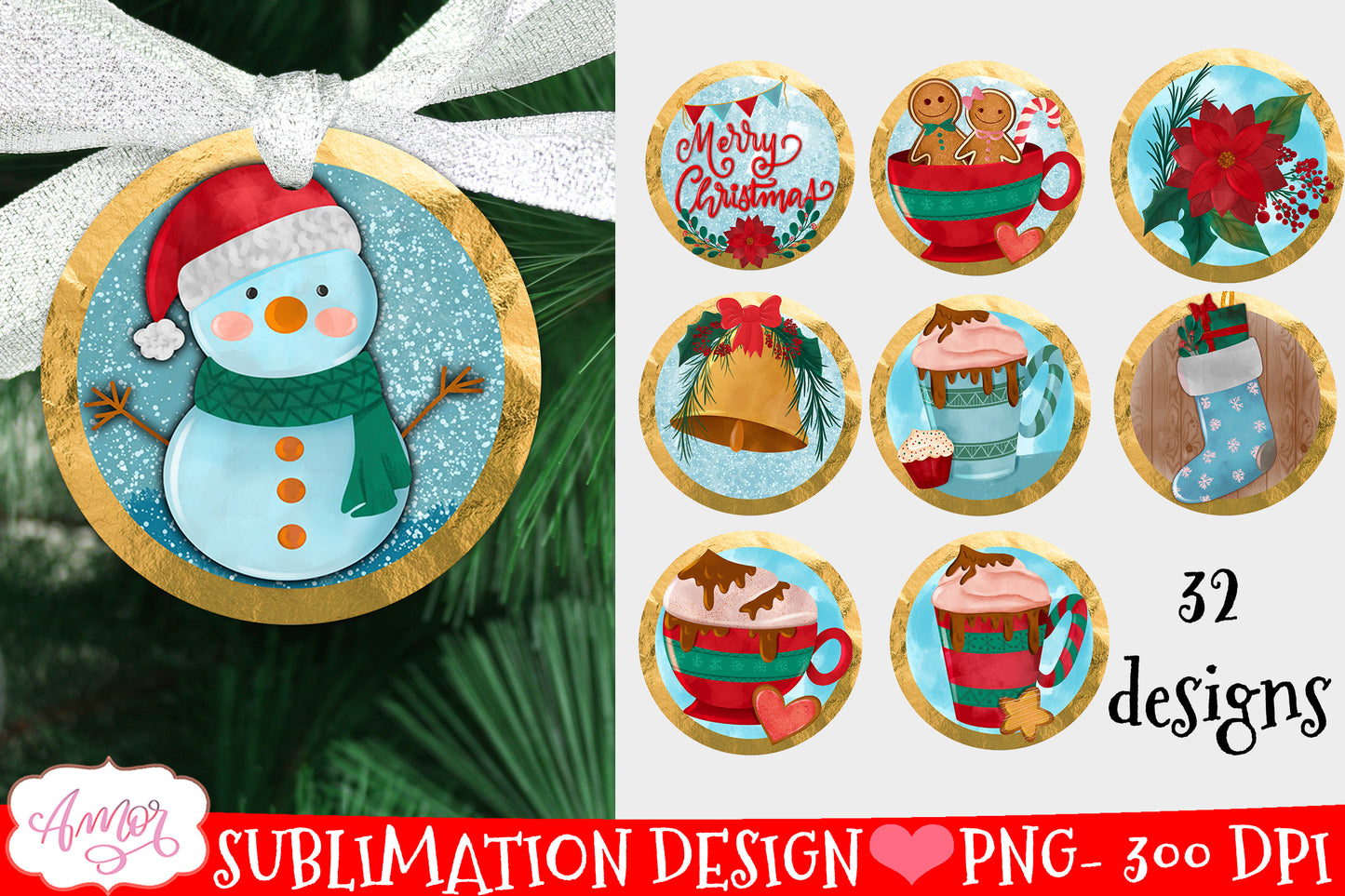 Big bundle round ornament sublimation designs