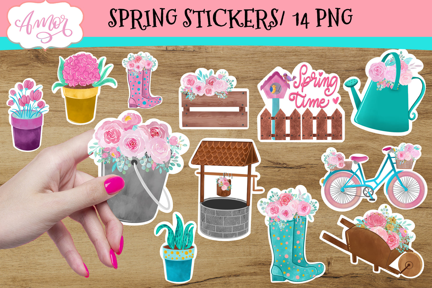 Spring Printable scrapbook stickers