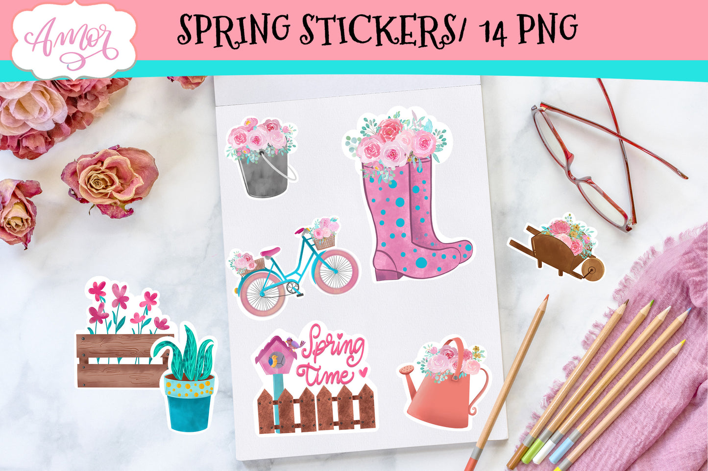 Spring Printable scrapbook stickers