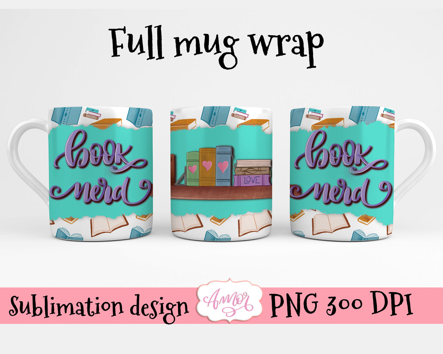 Book lover Mug 11oz sublimation design