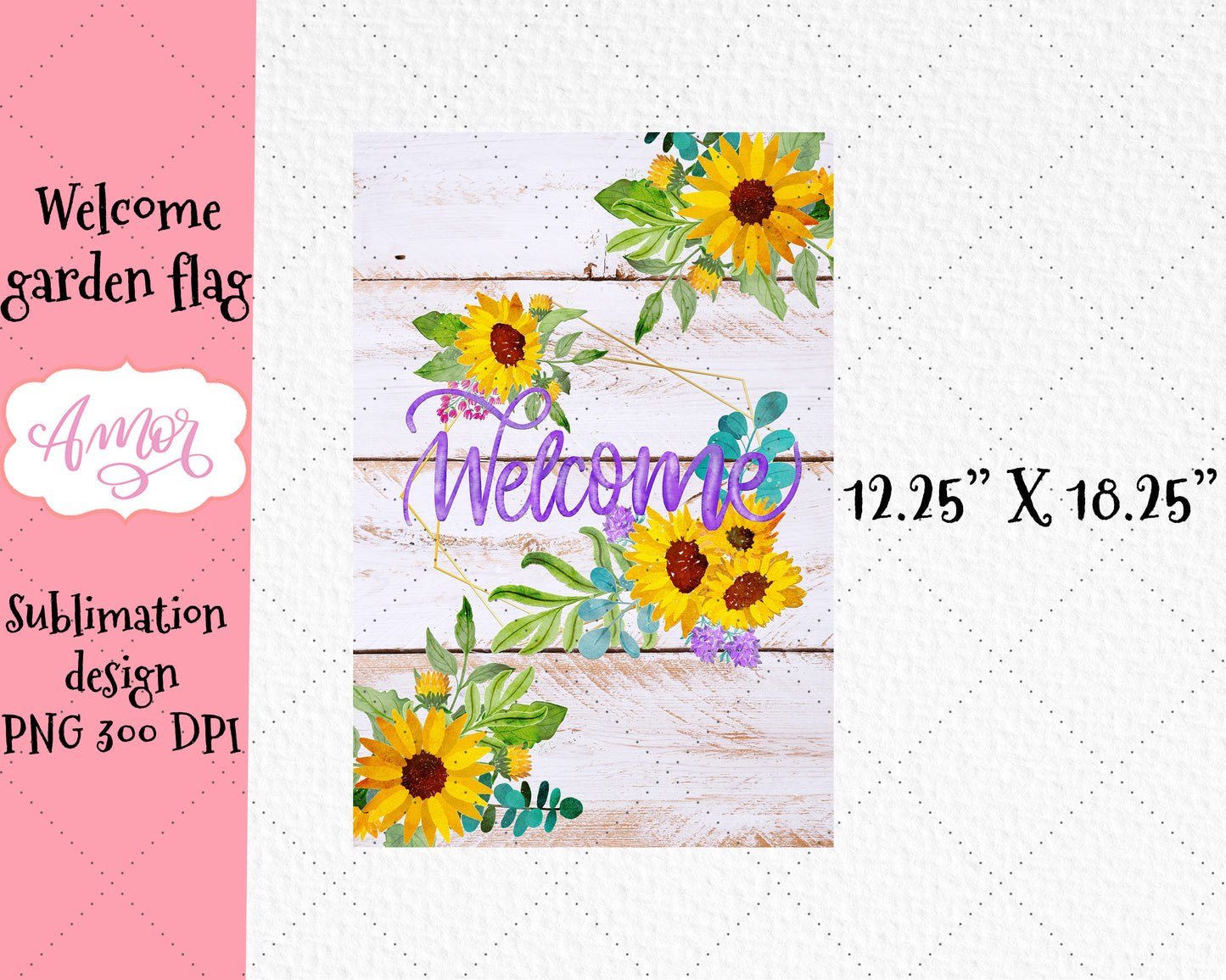 Welcome Garden Flag Sublimation Design