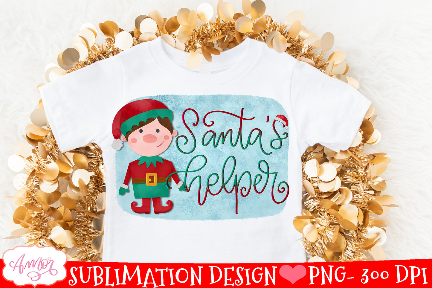 Santa’s Helper sublimation PNG for Boys Christmas T-shirt