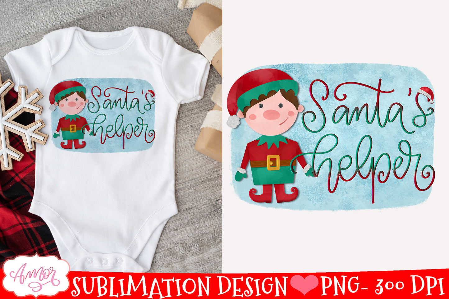 Santa’s Helper sublimation PNG for Boys Christmas T-shirt
