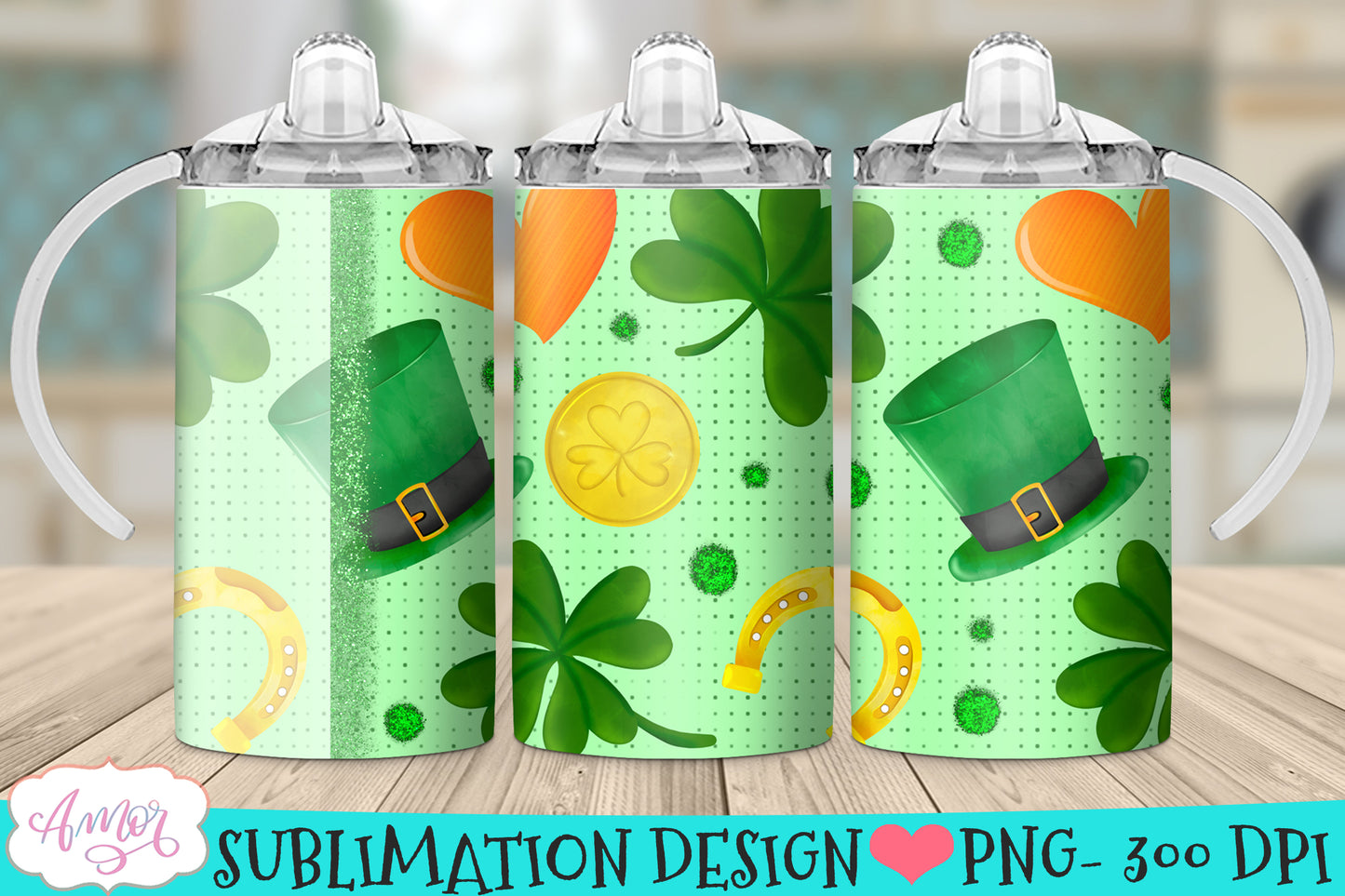 Customizable St. Patrick's Day 12oz sippy cup tumbler BUNDLE