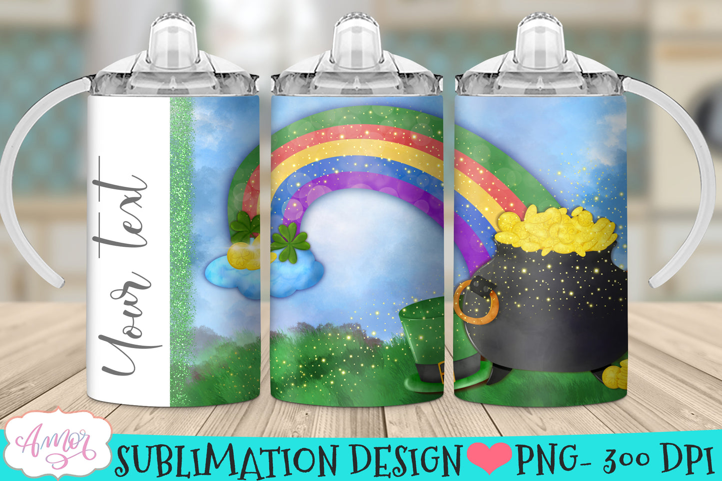 Customizable St. Patrick's Day 12oz sippy cup tumbler BUNDLE
