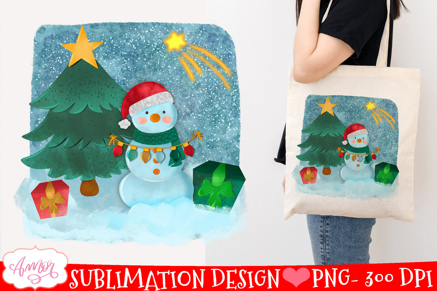 Winter Christmas Snowman PNG for sublimation