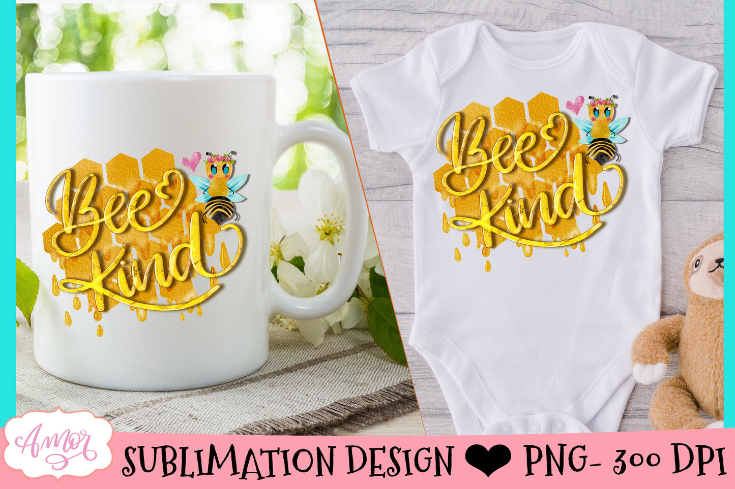 Bee kind sublimation design for T-shirts