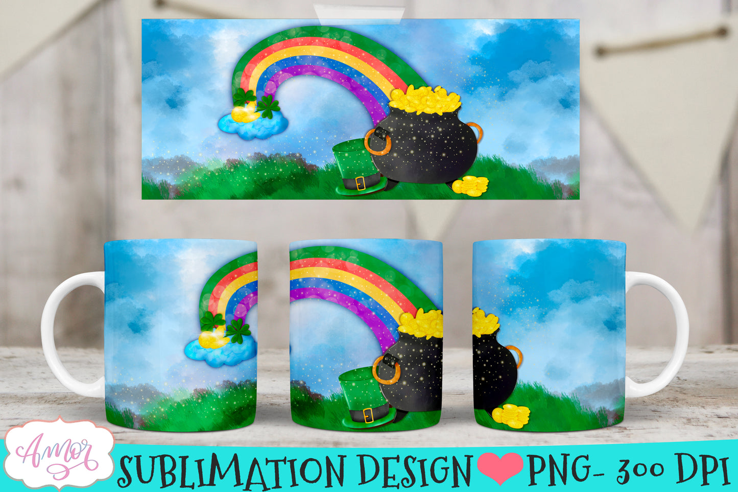 BUNDLE St. Patrick's Day mug wraps PNG for sublimation