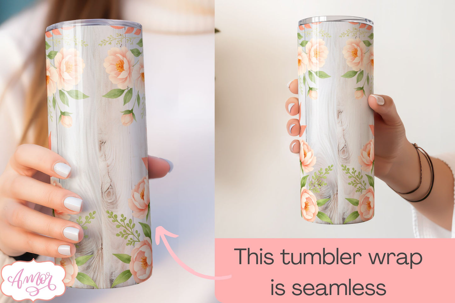 Wedding Tumbler Wrap sublimation PNG, Peonies tumbler wrap